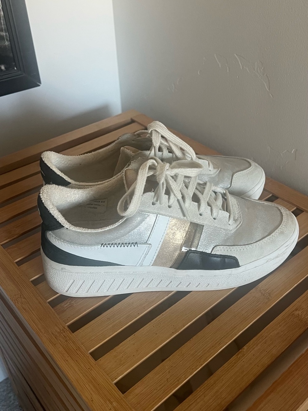Gola Women's White Sneakers with Black & Metallic Silver Accents